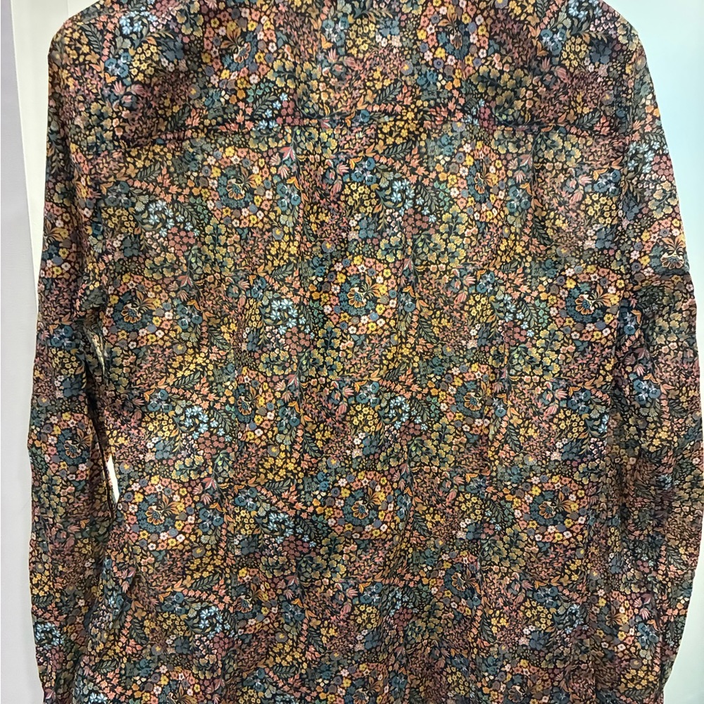 liberty Floral Button-Up Shirt in Multicolor (Yellow, Green, Blue, Pink) - Picture 5 of 5